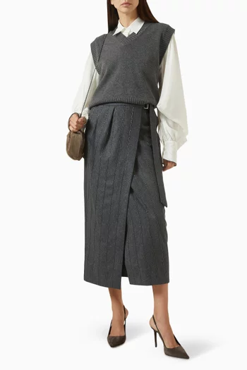Wrap Midi Skirt in Virgin Wool