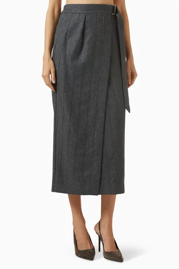 Wrap Midi Skirt in Virgin Wool