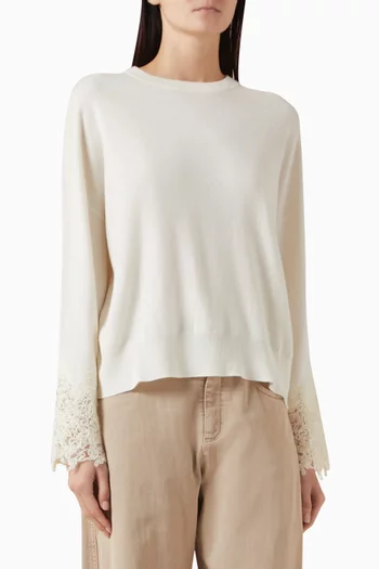 Lace-cuff Sweater in Cashmere