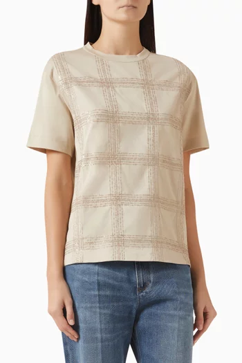 Sequin-embroidered T-shirt Cotton Jersey