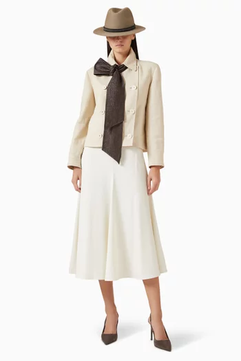 Flute Midi Skirt in Virgin Wool Gabardine