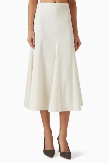 Flute Midi Skirt in Virgin Wool Gabardine
