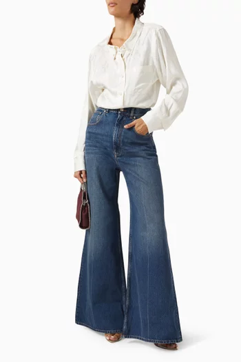 قميص بنقشة جلد الأفعى فيسكوز وحرير