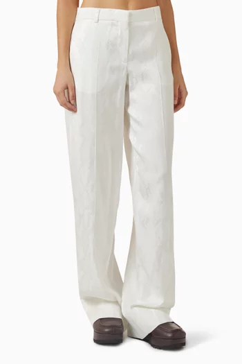 Snake-print Straight-leg Pants in Satin