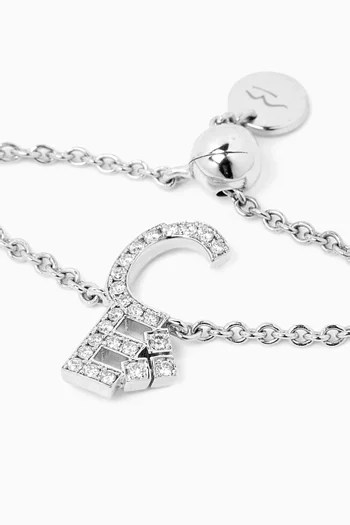 Initial "Sheen" Adjustable Chain Ring in 18kt White Gold