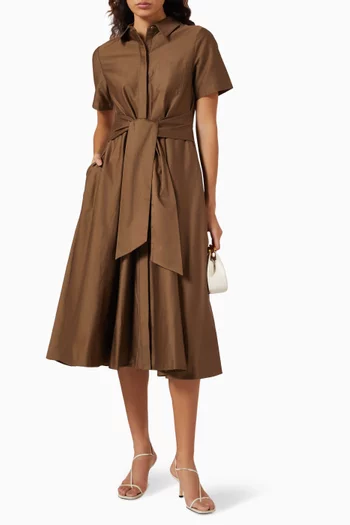 Megan Tie-front Midi Dress in Satin