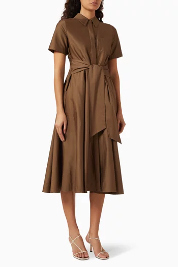 Megan Tie-front Midi Dress in Satin