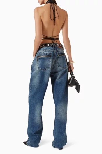 Zipper Bra Top in Denim