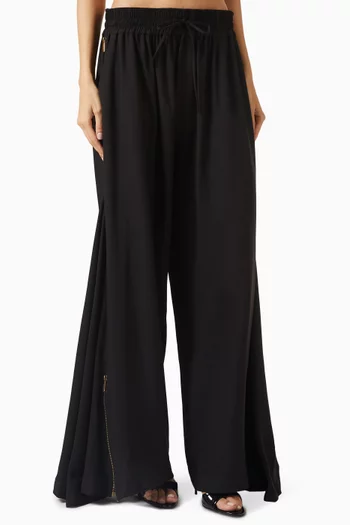 Zippers Wide-leg Pants in Suit Crepe