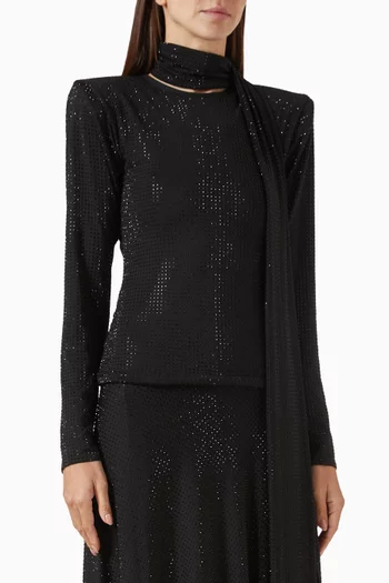 Hotfix Shawl-neck Top in Jersey