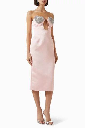 فستان ميرميد متوسط الطول مطرز بكريستال