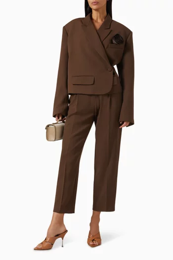 جاكيت ليندا فضفاض مزين بزهرة