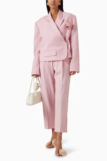 جاكيت ليندا فضفاض مزين بزهرة