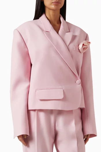 جاكيت ليندا فضفاض مزين بزهرة