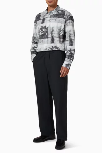 All-over Print Shirt in Cotton-poplin