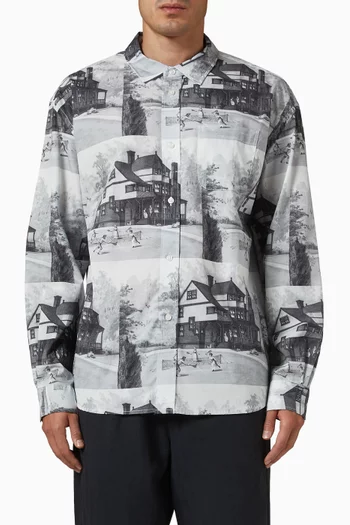 All-over Print Shirt in Cotton-poplin