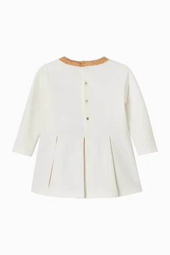 فستان بطيات قطن بحافة بنقشة خريطة صوف قطني