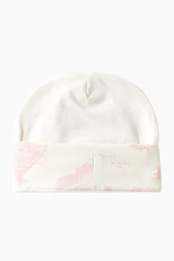Printed Bow Beanie in Cotton