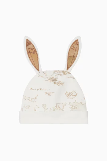 قبعة بيني بطبعة خريطة جغرافية  قطن