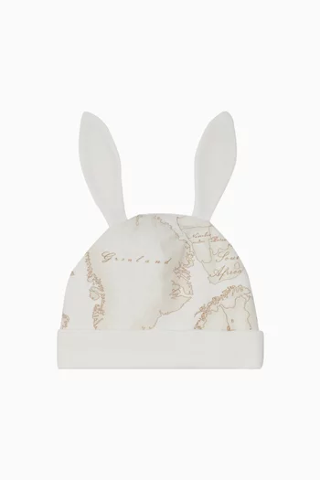 قبعة بيني بطبعة خريطة جغرافية  قطن