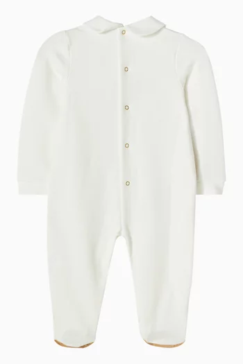 Geo-embroidered Bear Pyjama in Cotton