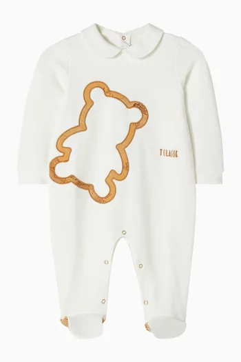 Geo-embroidered Bear Pyjama in Cotton