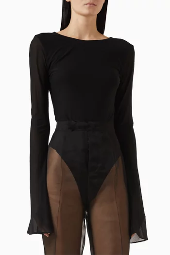 Tanya Pearl-button Bodysuit in Jersey