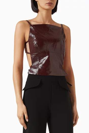 Leo Open-back Top in Leather