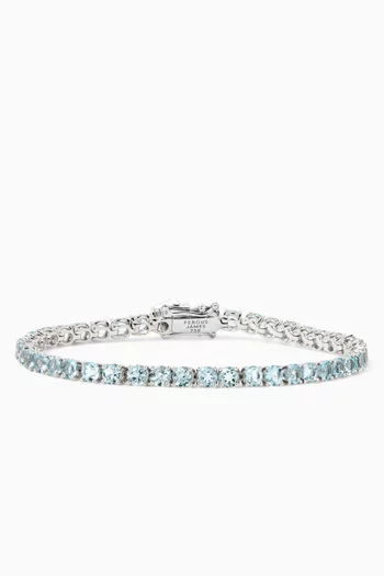 Aquamarine Tennis Bracelet in 18kt White Gold