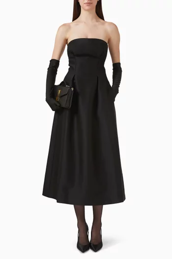 Noir Midi Dress in Silk Wool