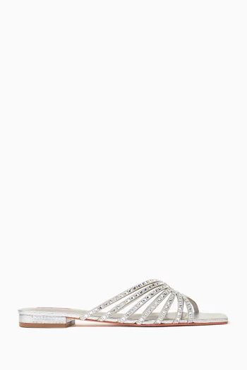 Clarissa Crystal-embellished Sandals in Metallic Leather