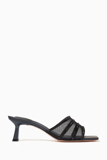 حذاء جلية مفتوح من الخلف بكعب 65 مم قماش شبكي