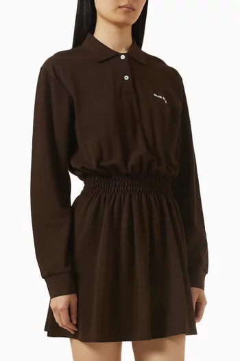 فستان بولو مطرز بشعار الماركة قطن