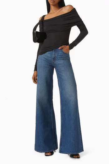 Sheer Off-shoulder Long Sleeve Top