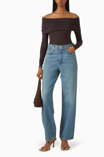 Sheer Off-shoulder Long Sleeve Top
