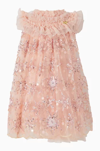 Dominique Flower Sequin Dress in Tulle