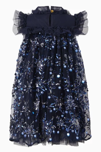 Dominique Flower Sequin Dress in Tulle