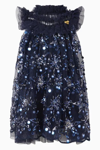 Dominique Flower Sequin Dress in Tulle