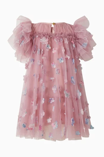 فستان مارلو مزين ببتلات زهور تول