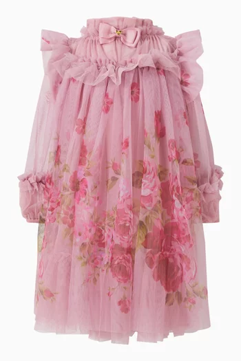 Nadiya Floral-print Dress in Tulle