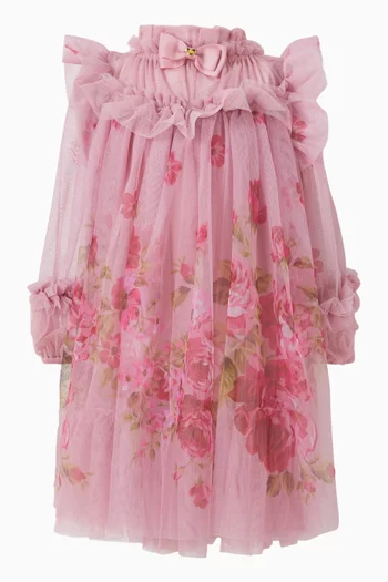 Nadiya Floral-print Dress in Tulle