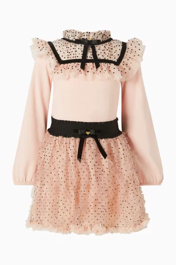 طقم بلوزة وتنورة جوني تول بنقشة نقاط بارزة