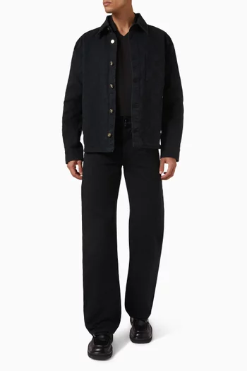 جاكيت بنمط قميص بنقشة شعار الماركة دينم