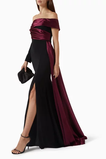Off-shoulder Maxi Dress in Satin