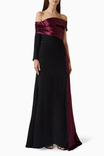 Off-shoulder Maxi Dress in Satin