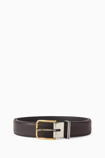 Two-tone Buckle Belt in Leather