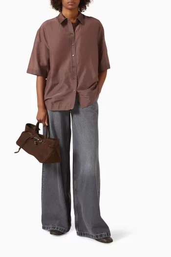 Belted Wide-leg Jeans in Denim