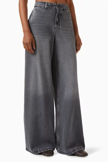 Belted Wide-leg Jeans in Denim