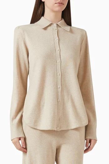 Embellished-button Shirt in Cashmere