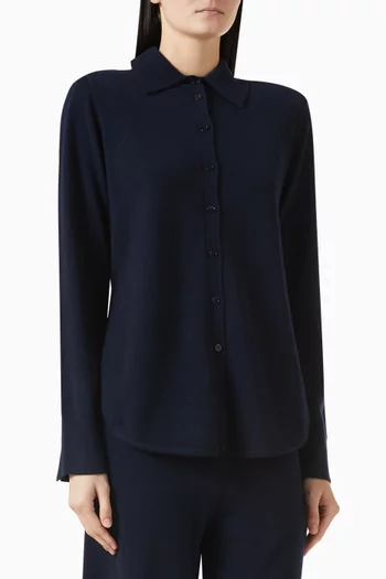 Embellished-button Shirt in Cashmere